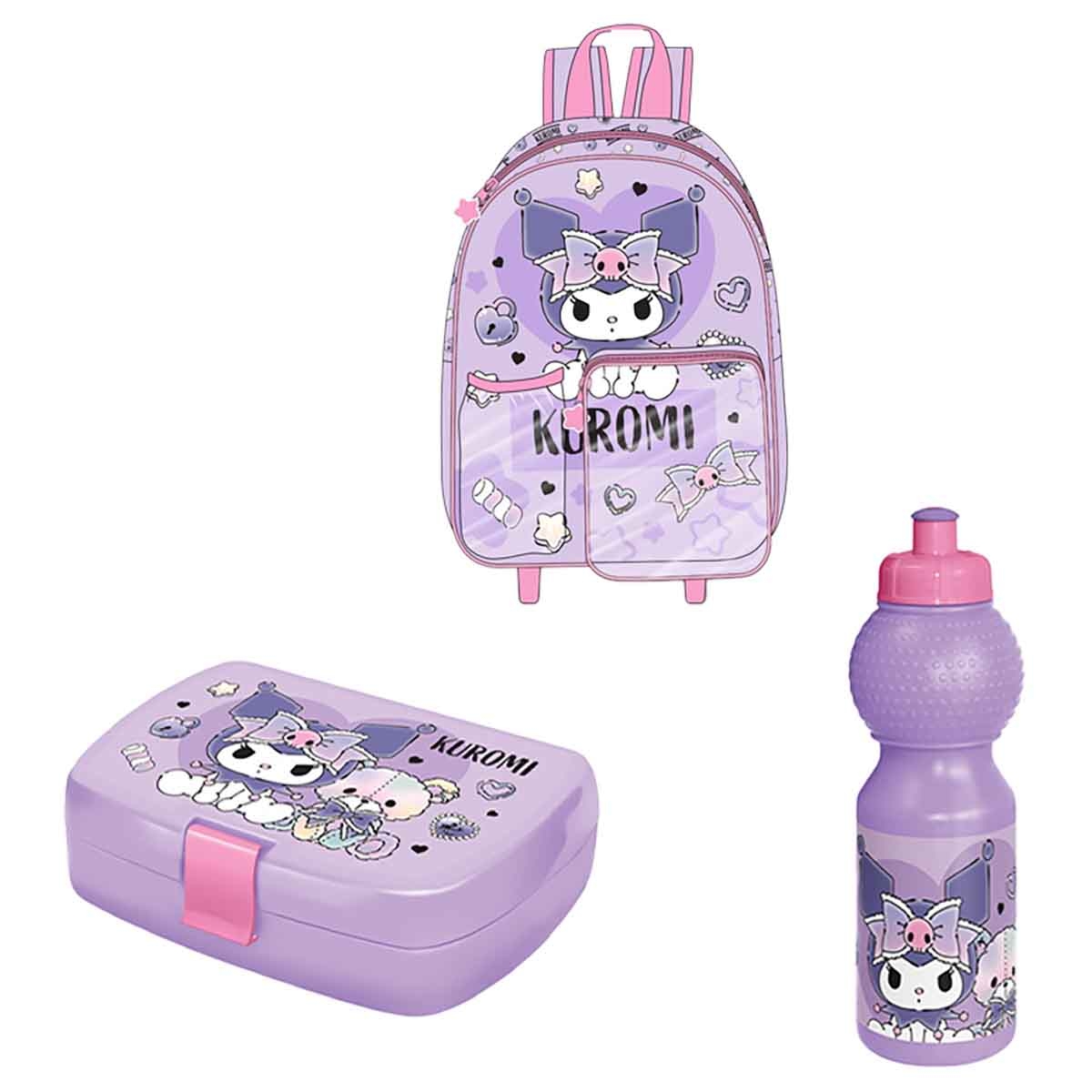 كورومي مجموعة حقيبة ترولي وظهر مقاس 14 انش مع صندوق غداء وزجاجة ماء