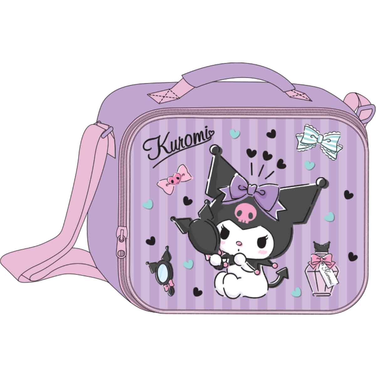 Kuromi 5-in-1 16” Trolley Bag, Lunch Box, Water Bottle, Pencil Case & Lunch Bag Kit