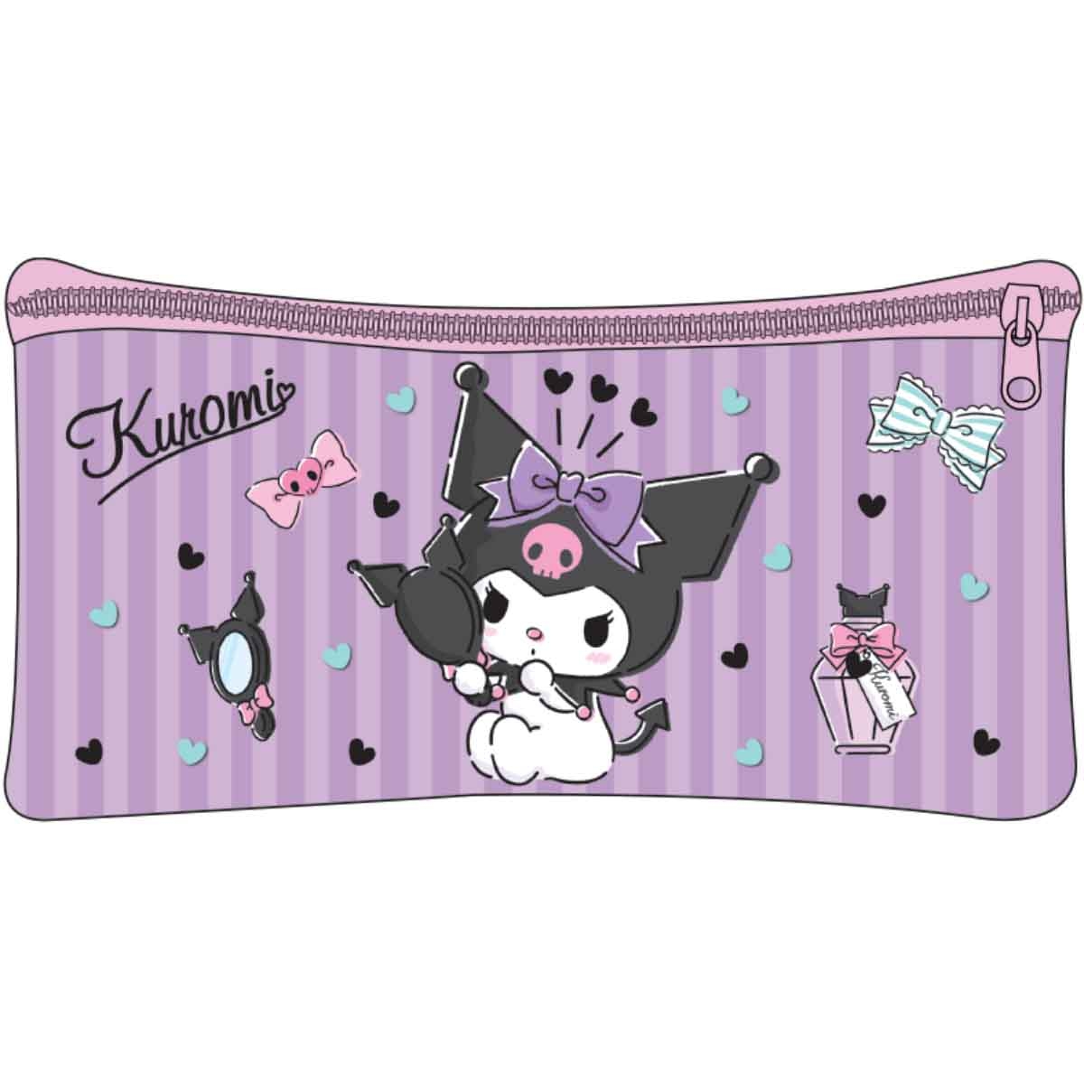 Kuromi 5-in-1 16” Trolley Bag, Lunch Box, Water Bottle, Pencil Case & Lunch Bag Kit