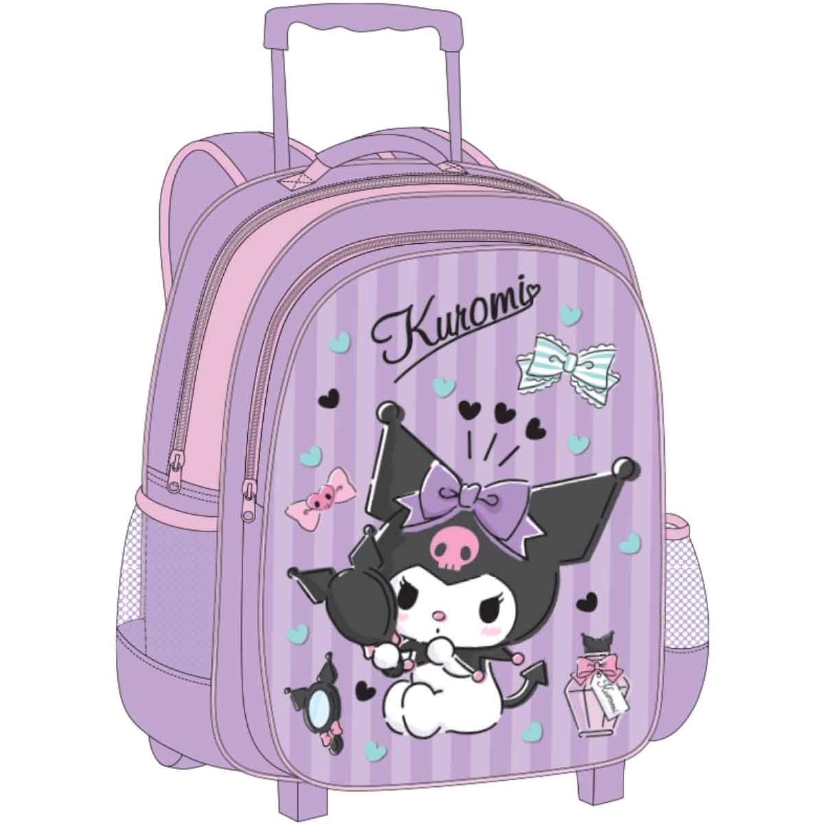Kuromi 5-in-1 16” Trolley Bag, Lunch Box, Water Bottle, Pencil Case & Lunch Bag Kit