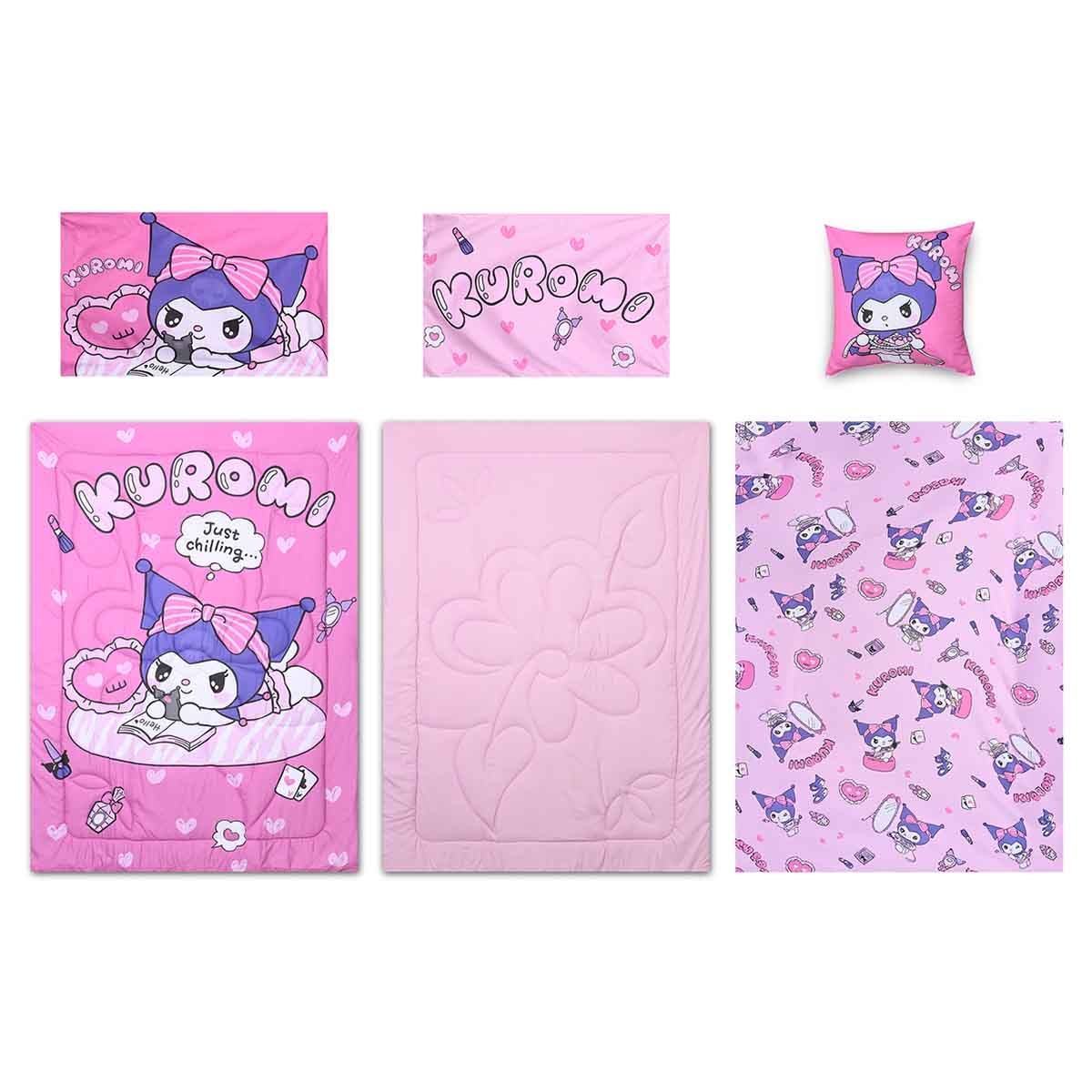 Kuromi 5-Piece Pink BnB Brushed Microfiber with Polyester Shell Comforter Set