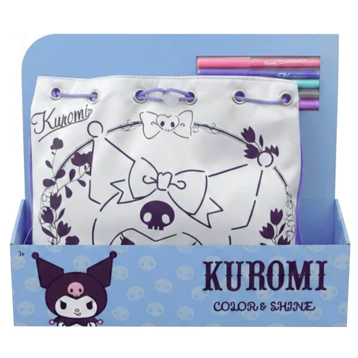 Kuromi Style & Shine Shoulder Bag with 5-Piece Washable Markers Set