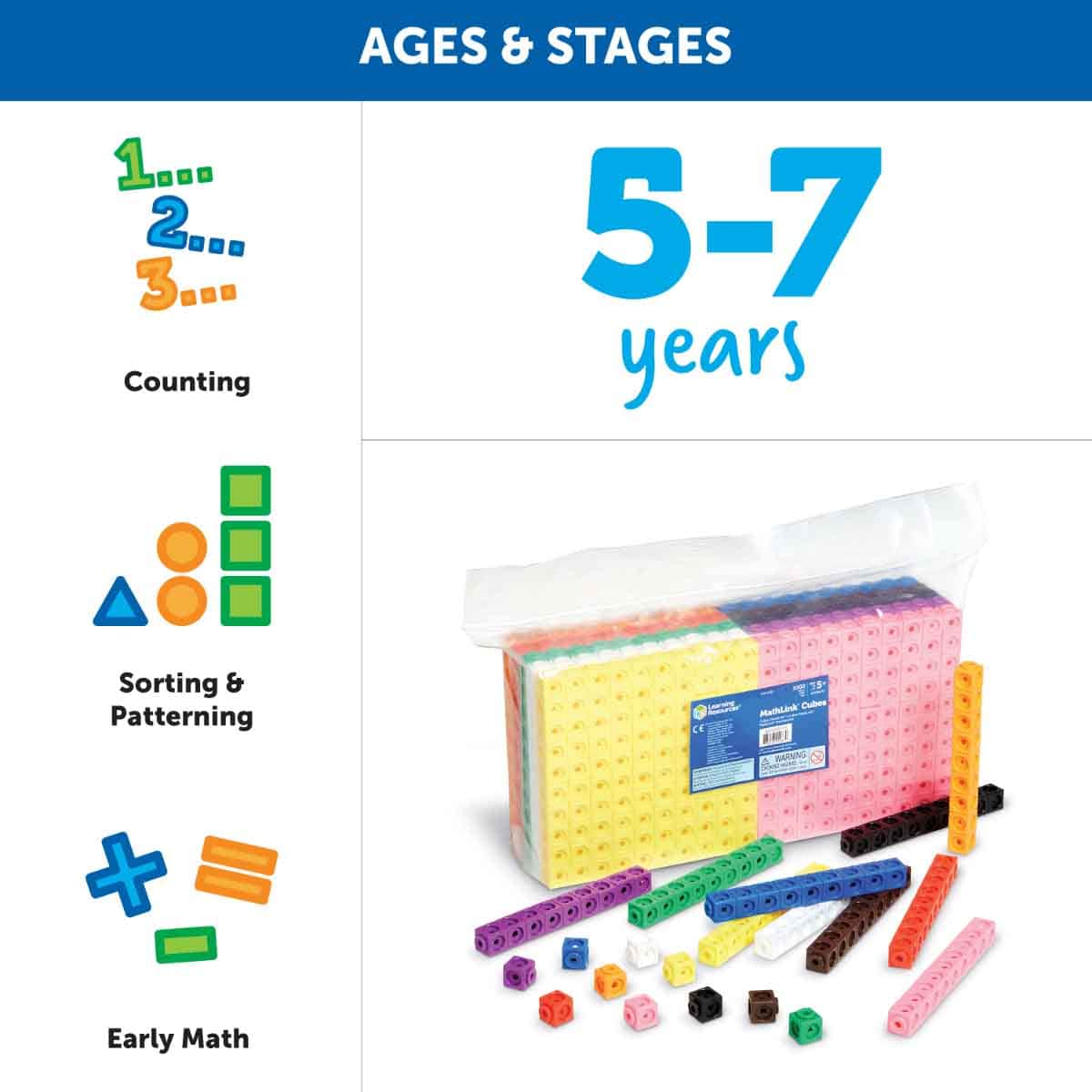 Learning Resources 1000-Piece Mathlink Cubes Set Unisex, 5-7 Years