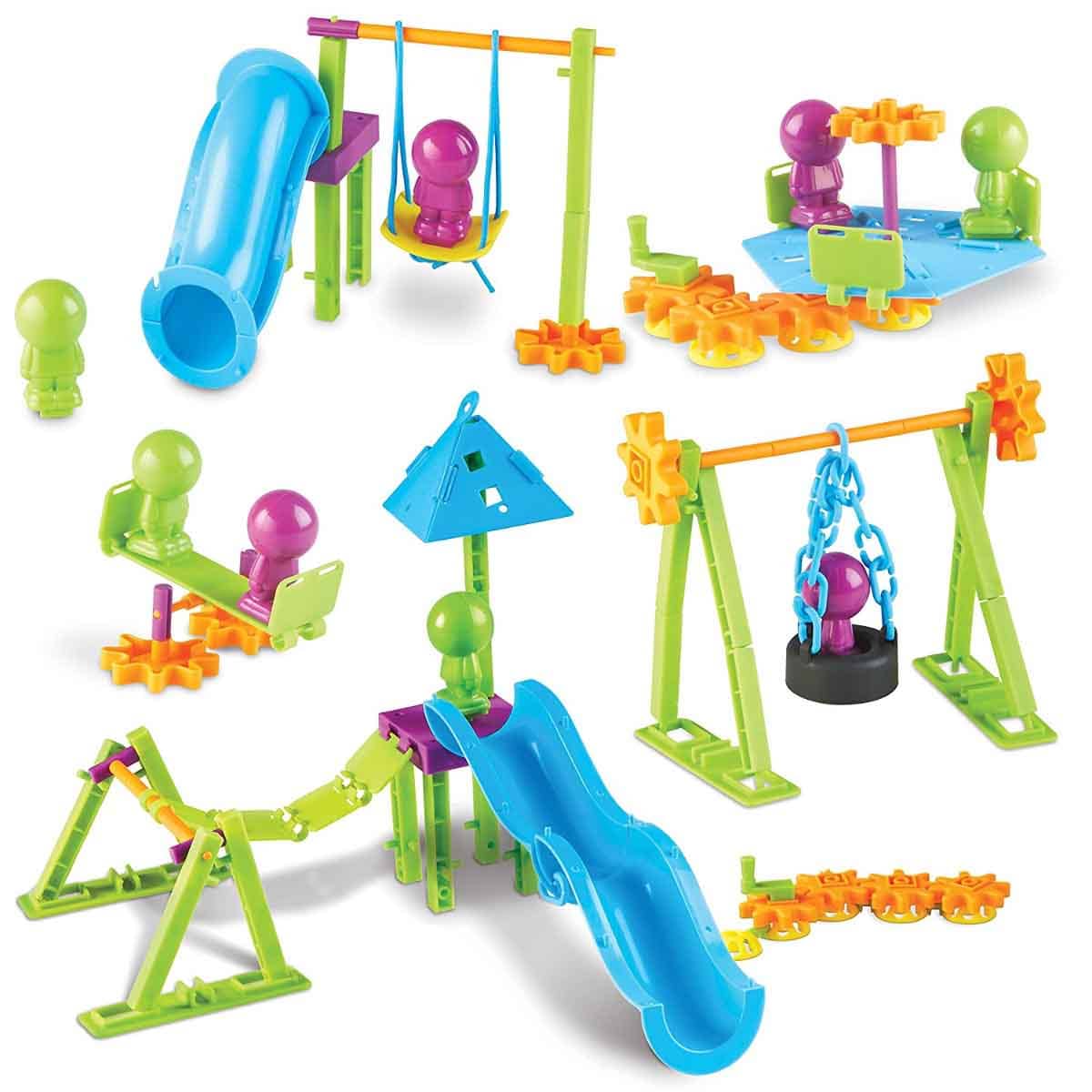 ليرننغ ريسورسز مجموعة STEM للهندسة والتصميم ساحة اللعب 104 قطعة للجنسين، 5-7 سنوات