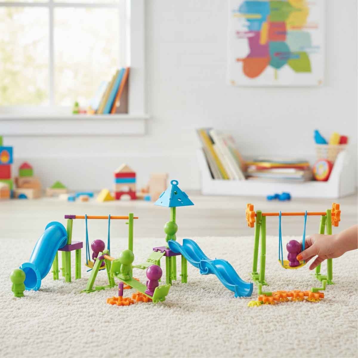 ليرننغ ريسورسز مجموعة STEM للهندسة والتصميم ساحة اللعب 104 قطعة للجنسين، 5-7 سنوات