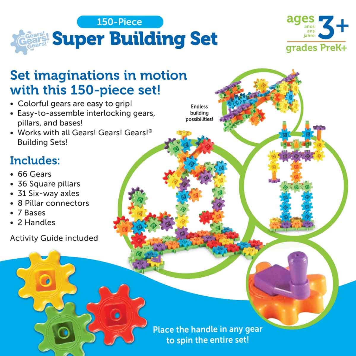 Learning Resources 150-Piece Gears! Gears! Gears! Super Building Set Unisex, 3-4 Years