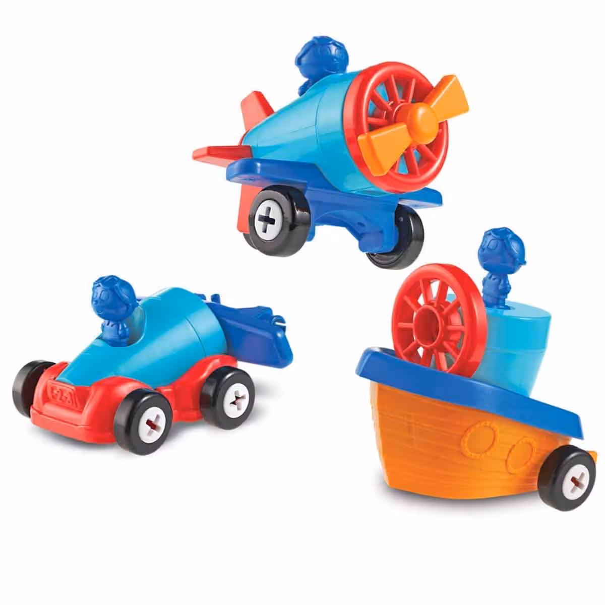 Learning Resources 1-2-3 Build It! Car-Plane-Boat Unisex, 3-4 Years