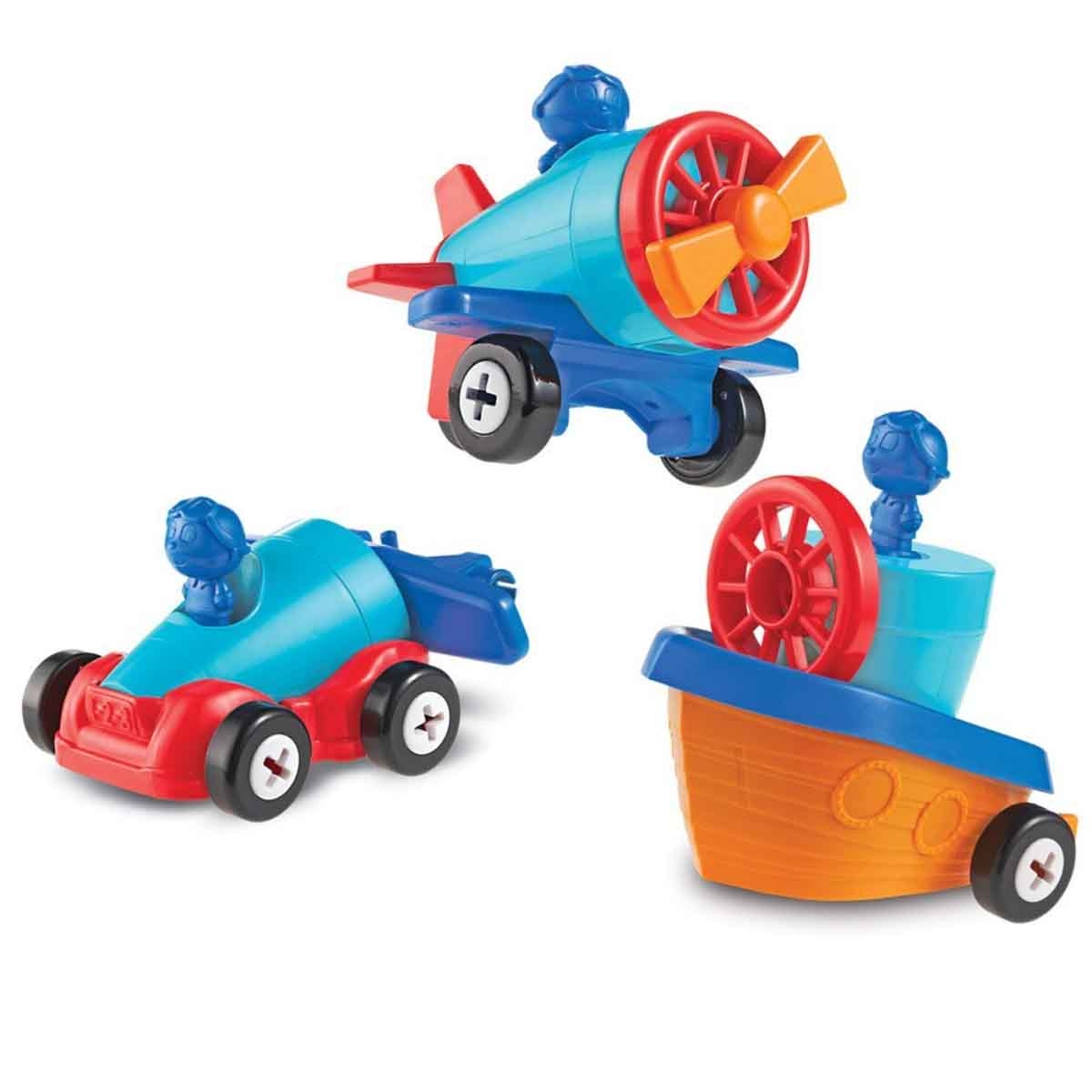 Learning Resources 1-2-3 Build It! Car-Plane-Boat Unisex, 3-4 Years