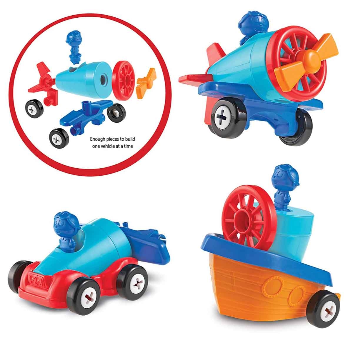 Learning Resources 1-2-3 Build It! Car-Plane-Boat Unisex, 3-4 Years
