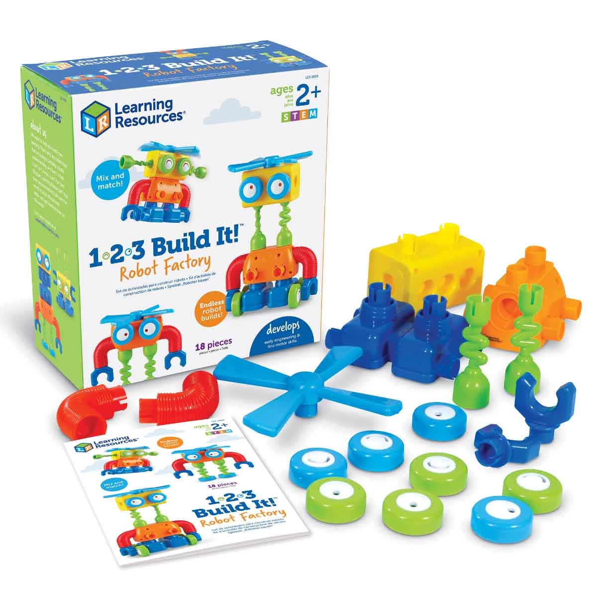 Learning Resources 1-2-3 Build It! Robot Factory Unisex, 3-4 Years