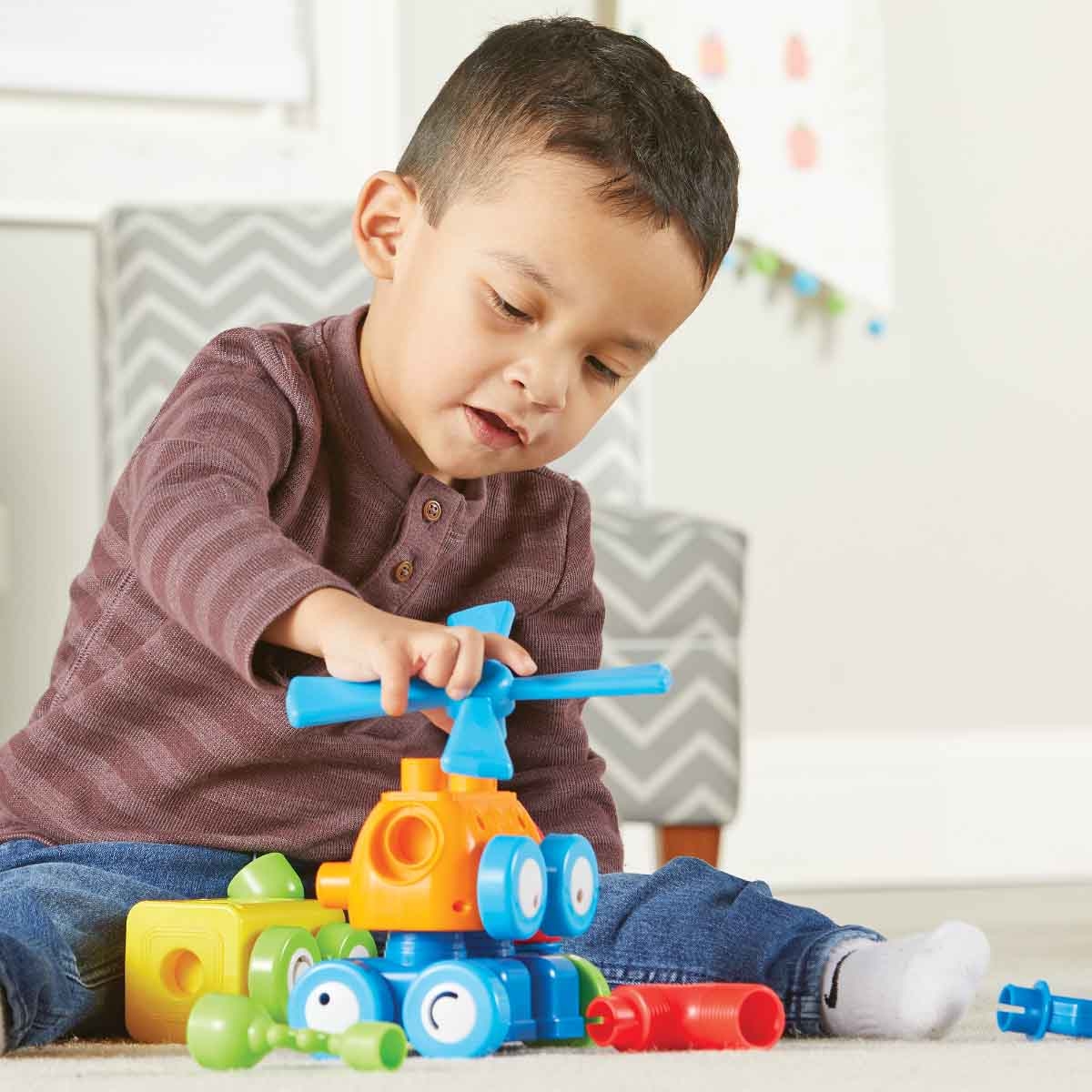 ليرننغ ريسورسز مصنع الروبوت 1-2-3 للبناء للجنسين، 3-4 سنوات