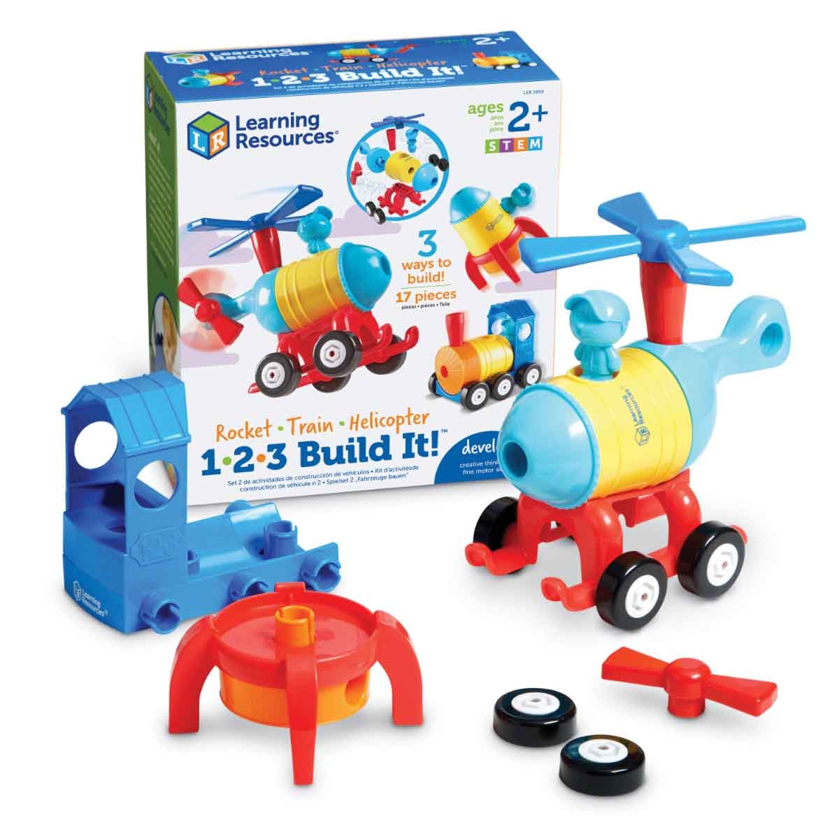 Learning Resources 1-2-3 Build It! Rocket-Train-Helicopter Unisex, 3-4 Years