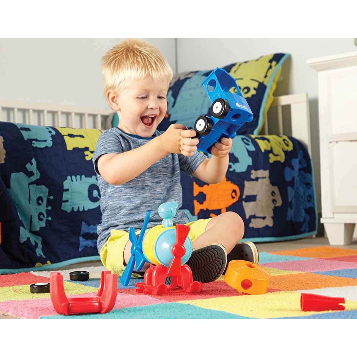 Learning Resources 1-2-3 Build It! Rocket-Train-Helicopter Unisex, 3-4 Years