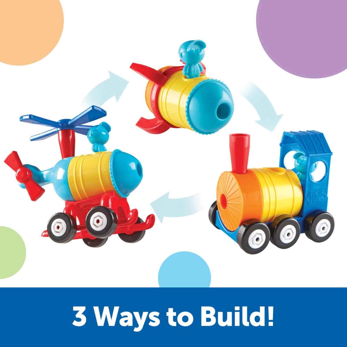 Learning Resources 1-2-3 Build It! Rocket-Train-Helicopter Unisex, 3-4 Years