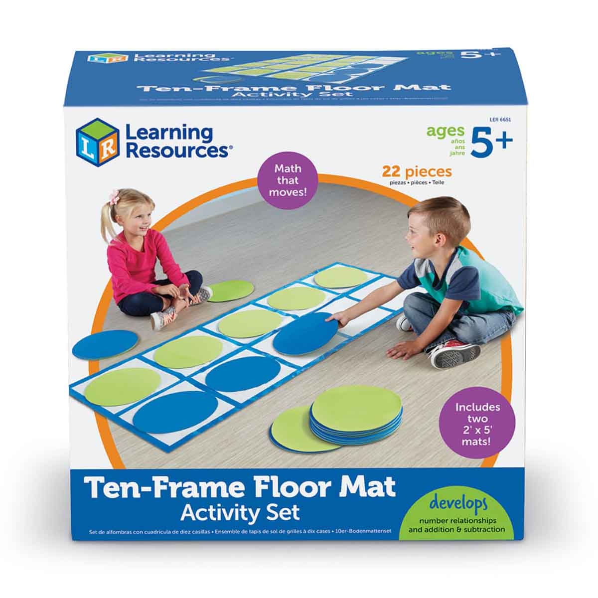 Learning Resources 22-Piece Ten-Frame Floor Mat Activity Set Unisex, 5-7 Years
