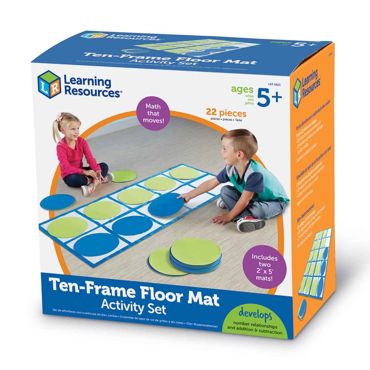 Learning Resources 22-Piece Ten-Frame Floor Mat Activity Set Unisex, 5-7 Years