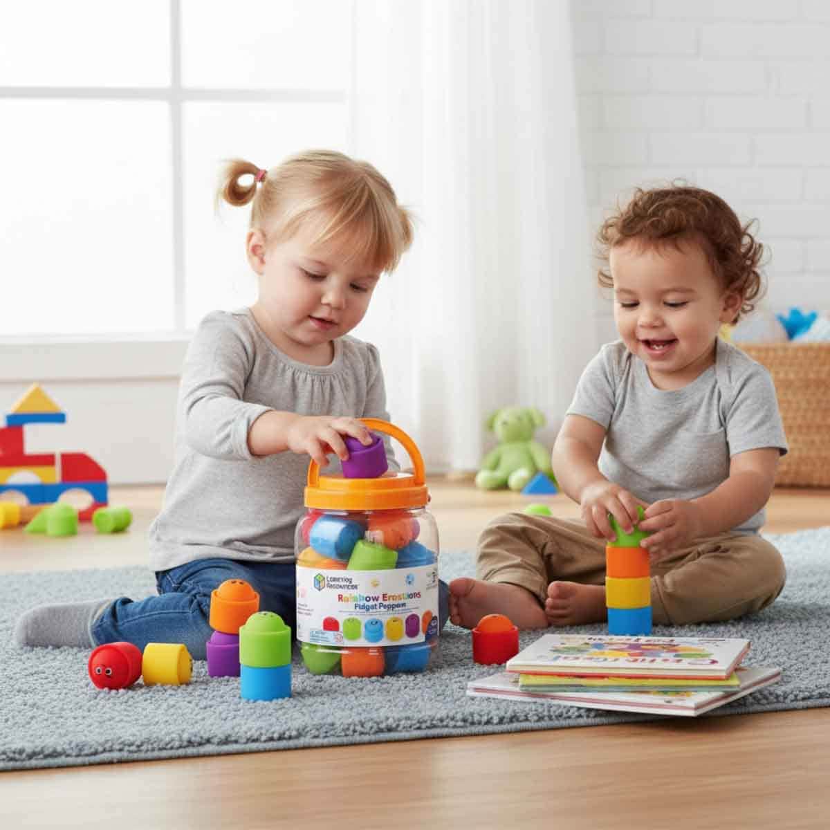 Learning Resources 24-Piece Rainbow Emotions Fidget Poppers Set Unisex, 3-4 Years