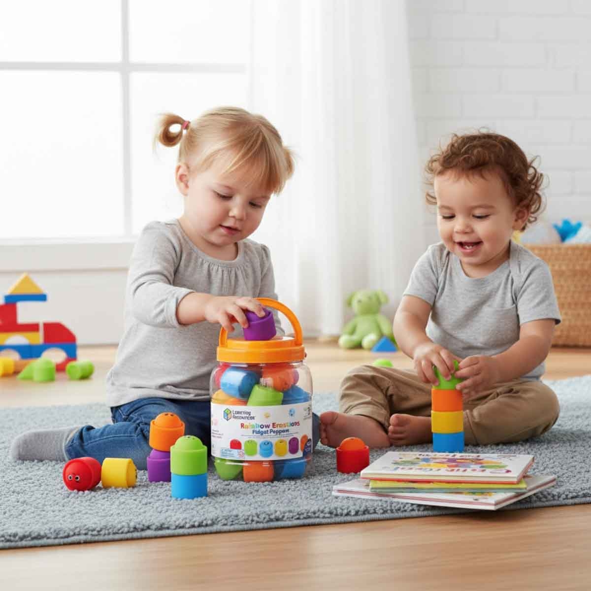 Learning Resources 24-Piece Rainbow Emotions Fidget Poppers Set Unisex, 3-4 Years