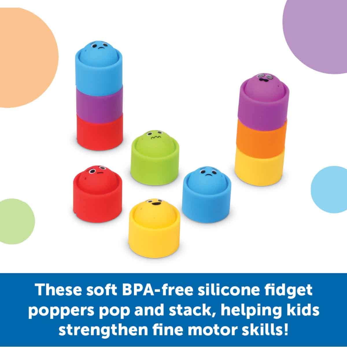Learning Resources 24-Piece Rainbow Emotions Fidget Poppers Set Unisex, 3-4 Years