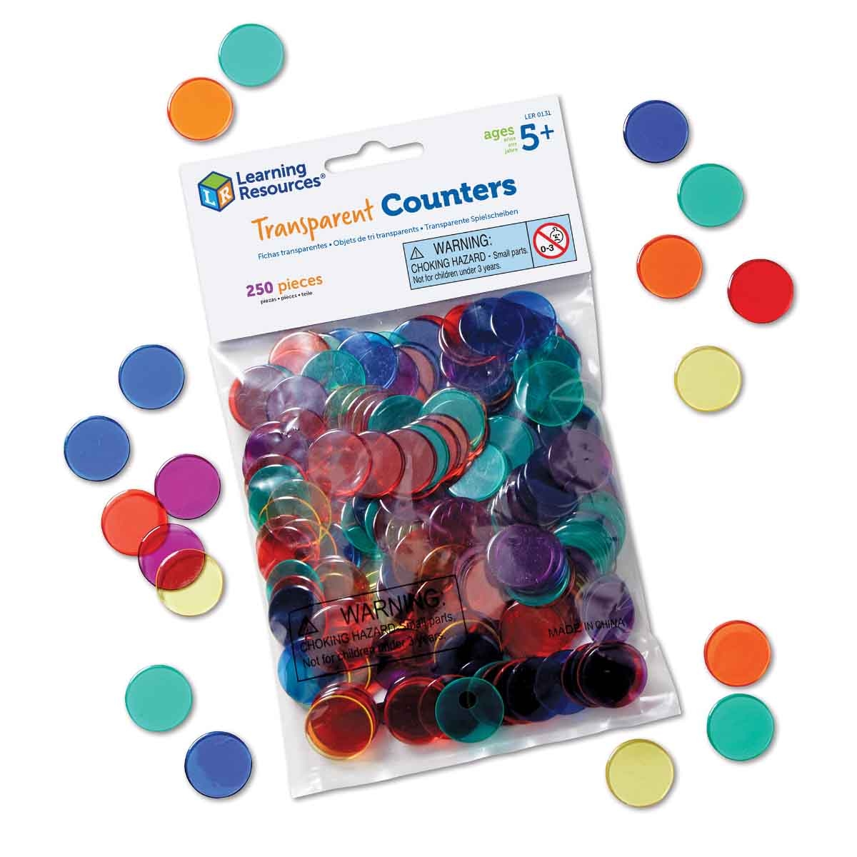 Learning Resources 250-Piece Transparent Counters Set Unisex, 5-7 Years