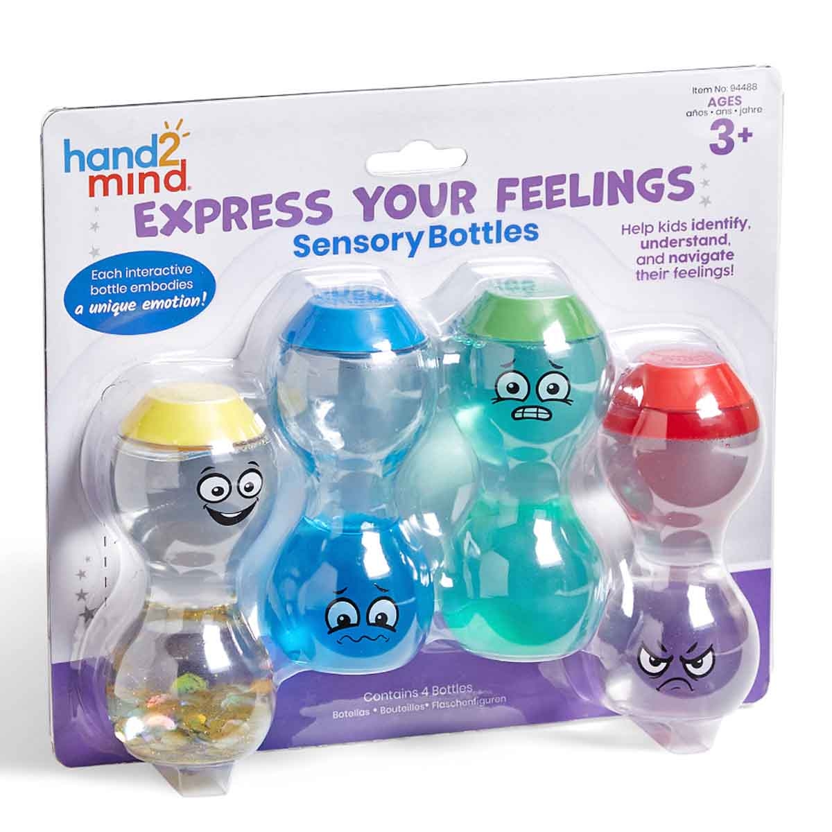 Learning Resources 4-Piece Express Your Feelings Sensory Bottle Set Unisex, 3-4 Years