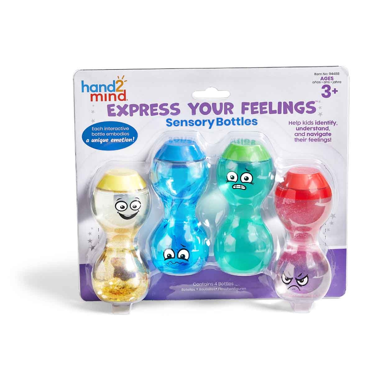 Learning Resources 4-Piece Express Your Feelings Sensory Bottle Set Unisex, 3-4 Years