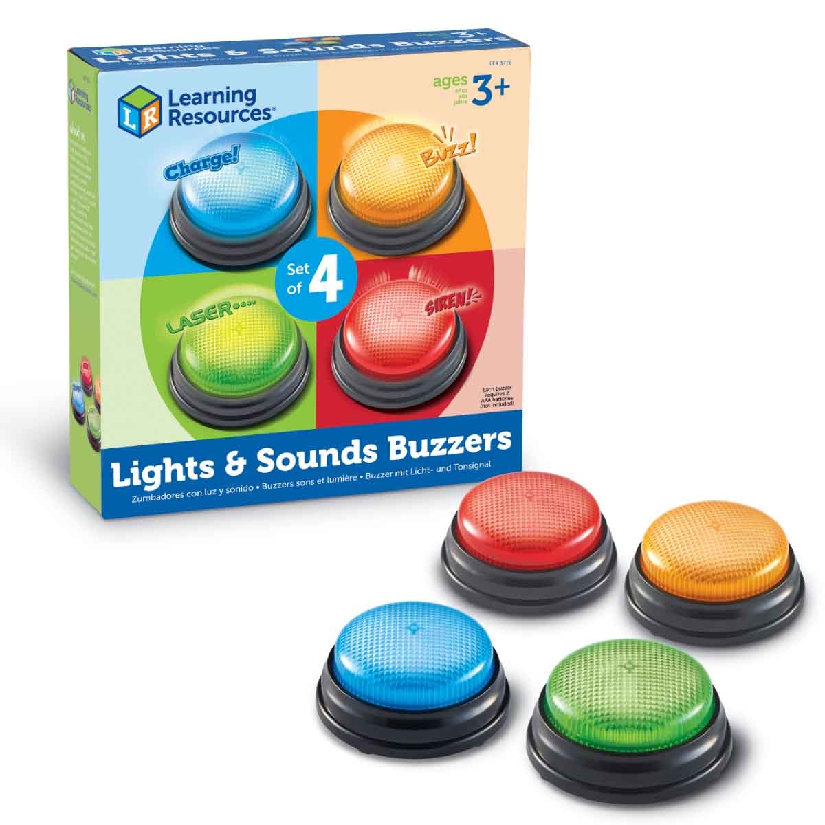 Learning Resources 4-Piece Lights And Sounds Buzzers Set Unisex, 3-4 Years