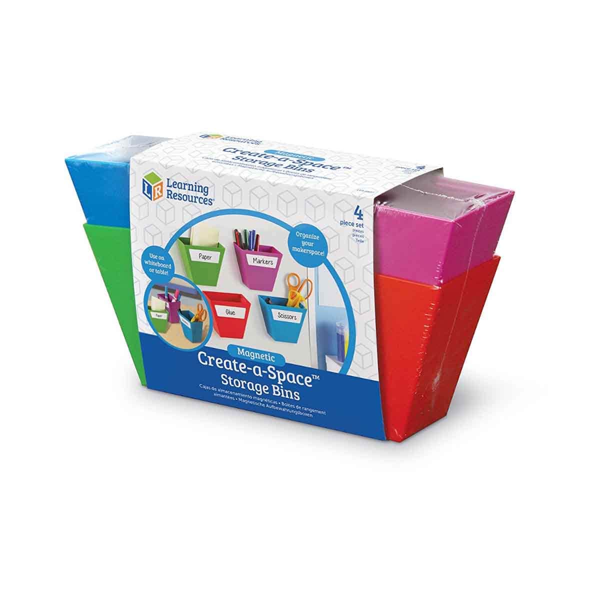 Learning Resources 4-Piece Magnetic Create-a-Space Storage Bins Set Unisex, 5-7 Years