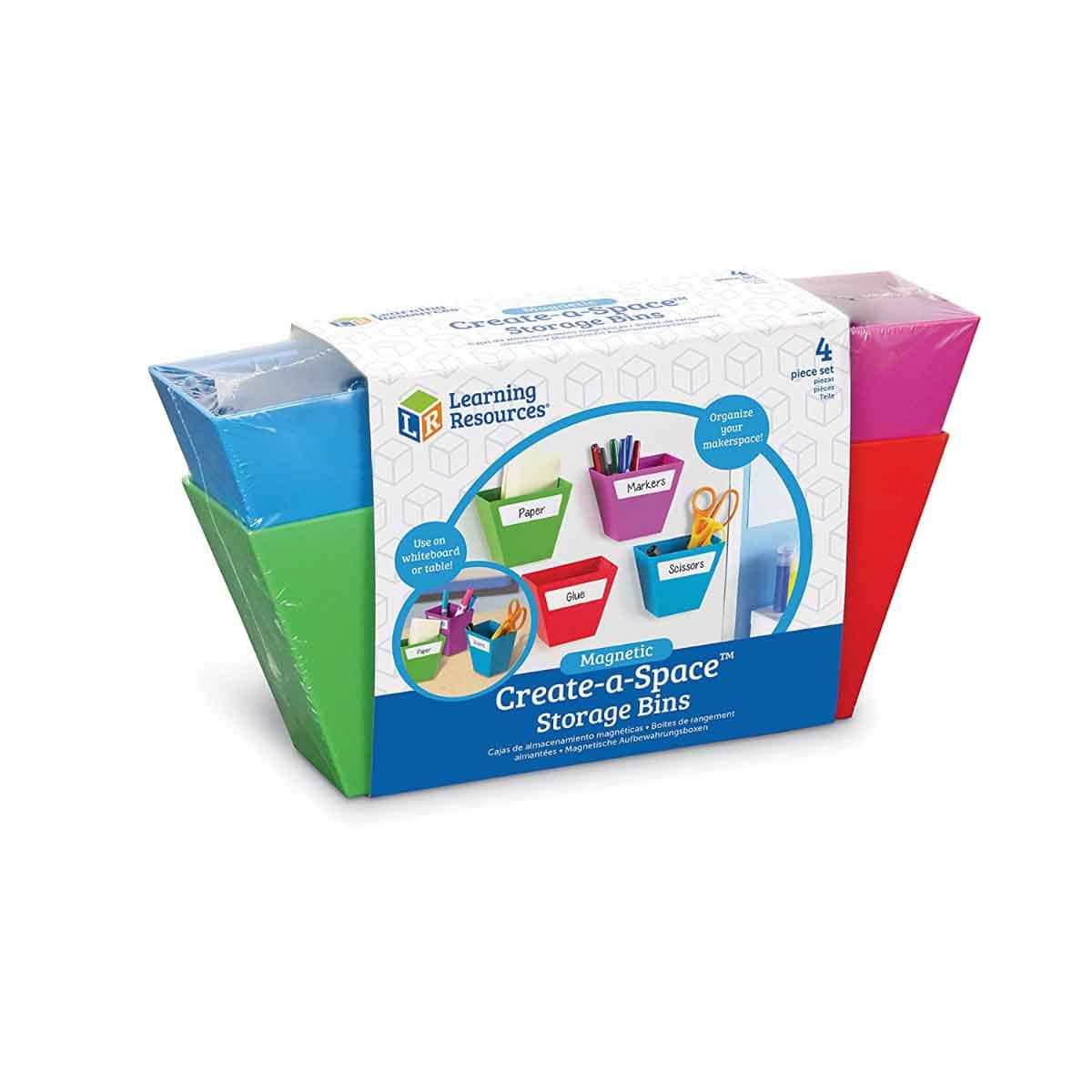 Learning Resources 4-Piece Magnetic Create-a-Space Storage Bins Set Unisex, 5-7 Years