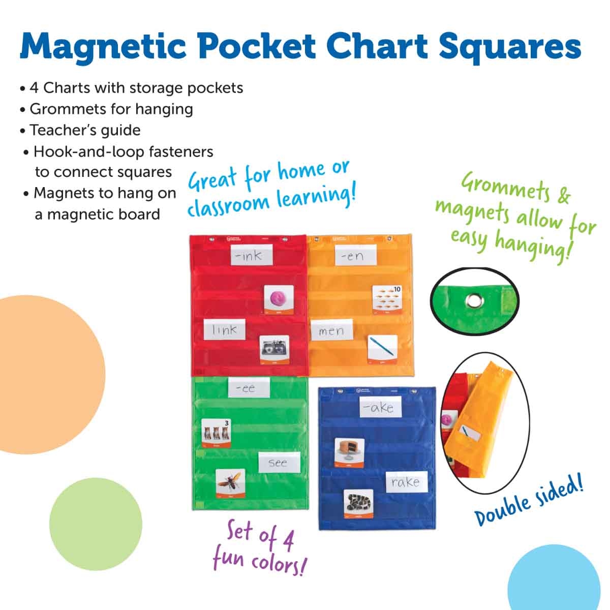 Learning Resources 4-Piece Magnetic Pocket Chart Squares Set Unisex, 5-7 Years