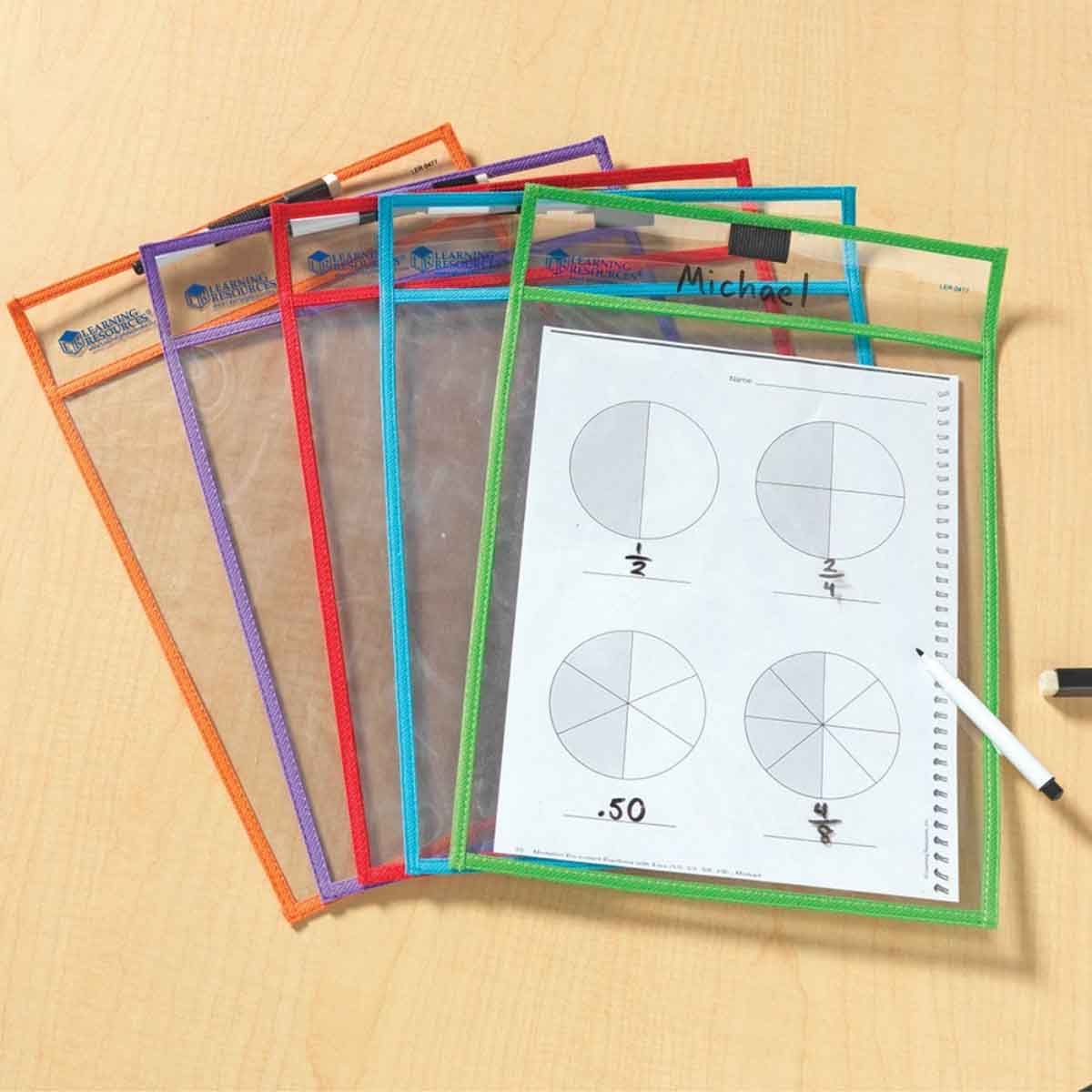 Learning Resources 5-Piece Write And Wipe Pockets Set Unisex, 3-4 Years