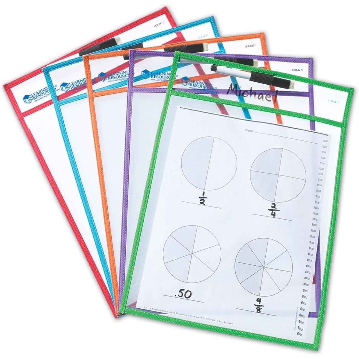 Learning Resources 5-Piece Write And Wipe Pockets Set Unisex, 3-4 Years