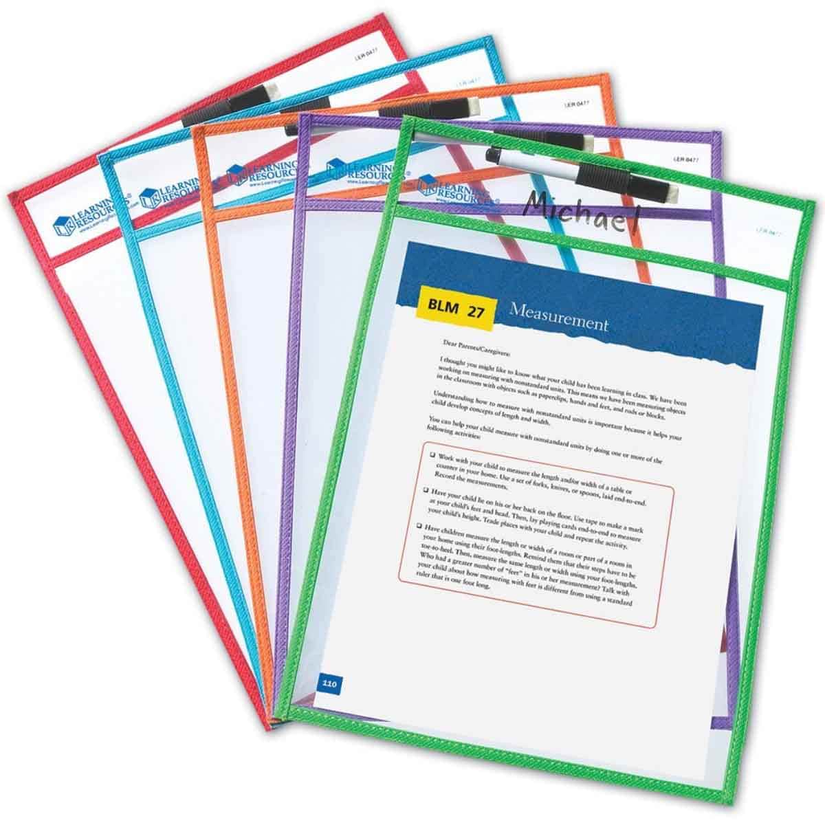 Learning Resources 5-Piece Write And Wipe Pockets Set Unisex, 3-4 Years