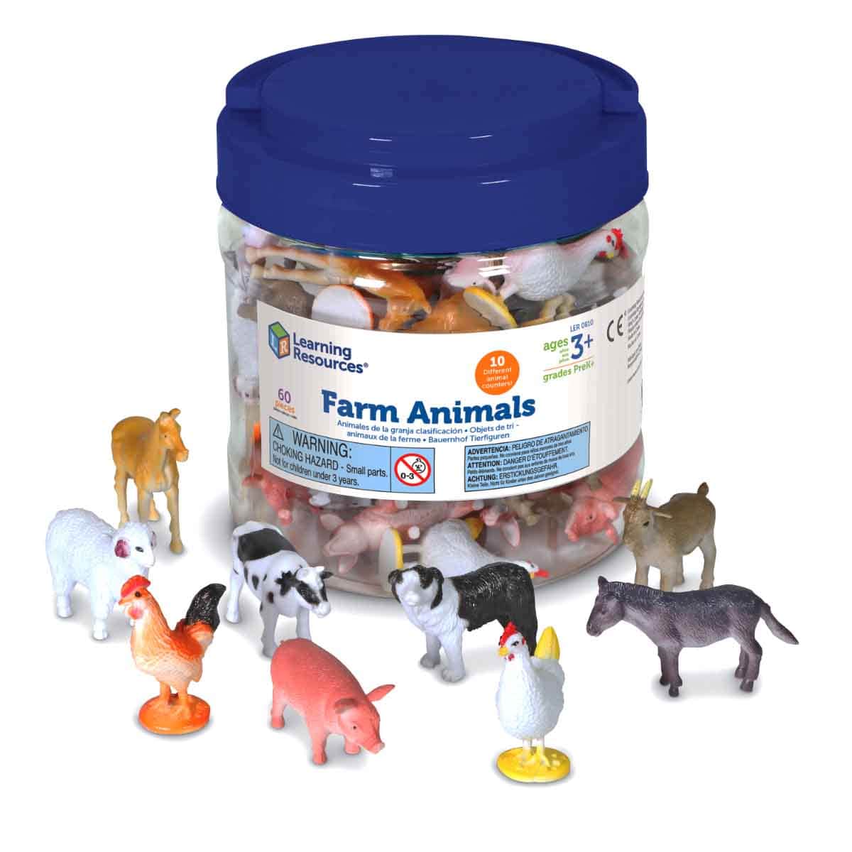 Learning Resources 60-Piece Farm Animal Counters Set Unisex, 3-4 Years