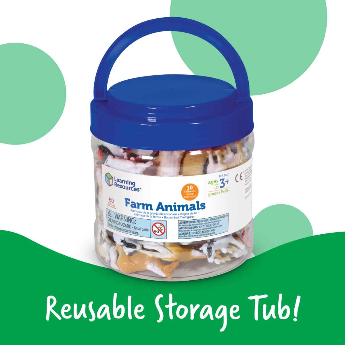 Learning Resources 60-Piece Farm Animal Counters Set Unisex, 3-4 Years