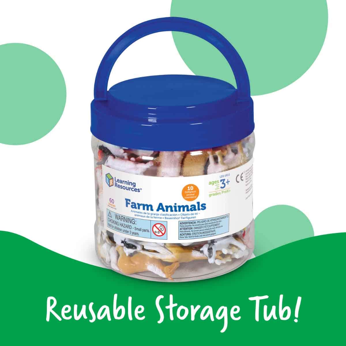 Learning Resources 60-Piece Farm Animal Counters Set Unisex, 3-4 Years