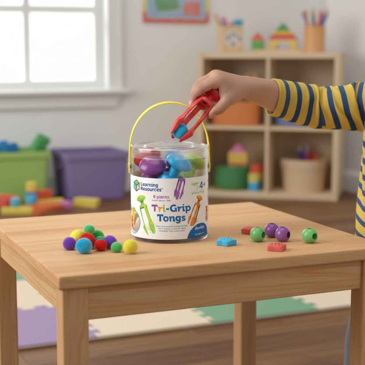 Learning Resources 6-Piece Tri-Grip Tongs Set Unisex, 5-7 Years