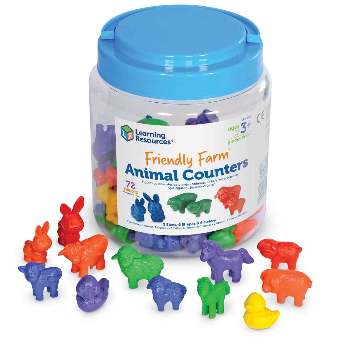 Learning Resources 72-Piece Friendly Farm Animal Counters Set Unisex, 3-4 Years