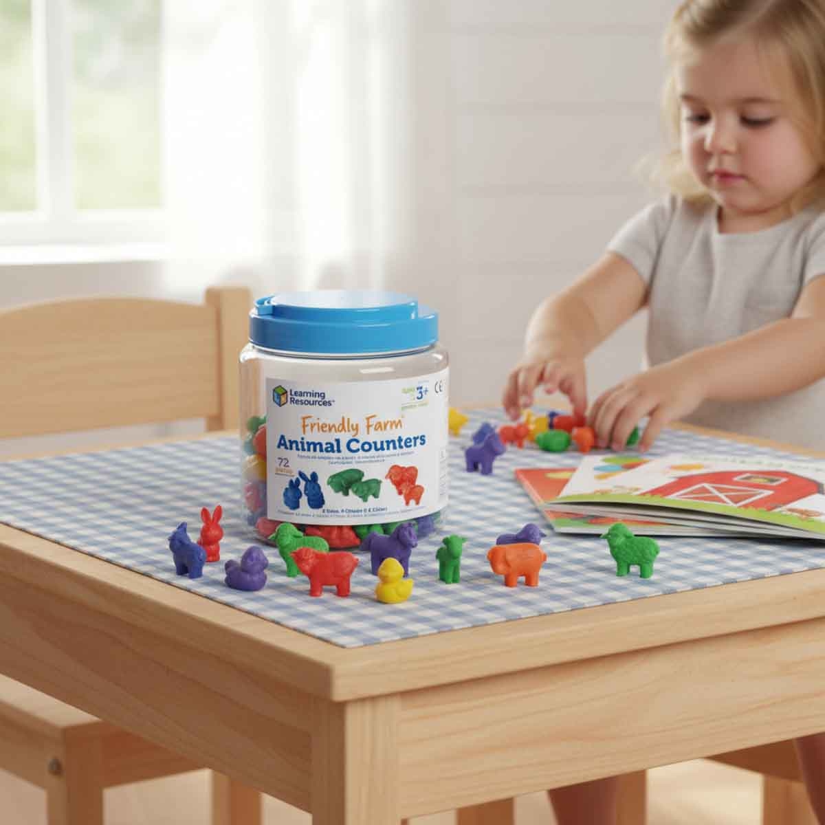 Learning Resources 72-Piece Friendly Farm Animal Counters Set Unisex, 3-4 Years