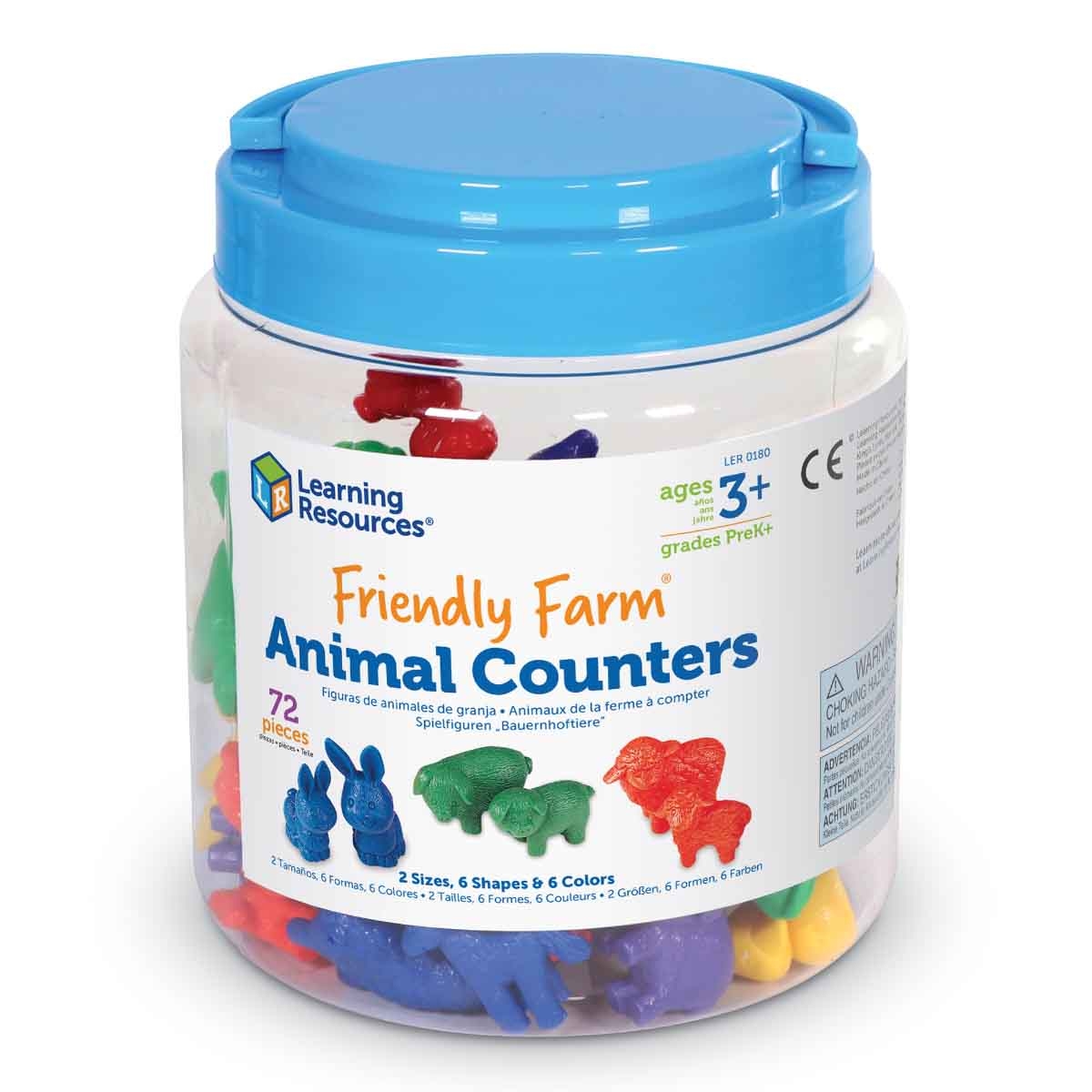 Learning Resources 72-Piece Friendly Farm Animal Counters Set Unisex, 3-4 Years