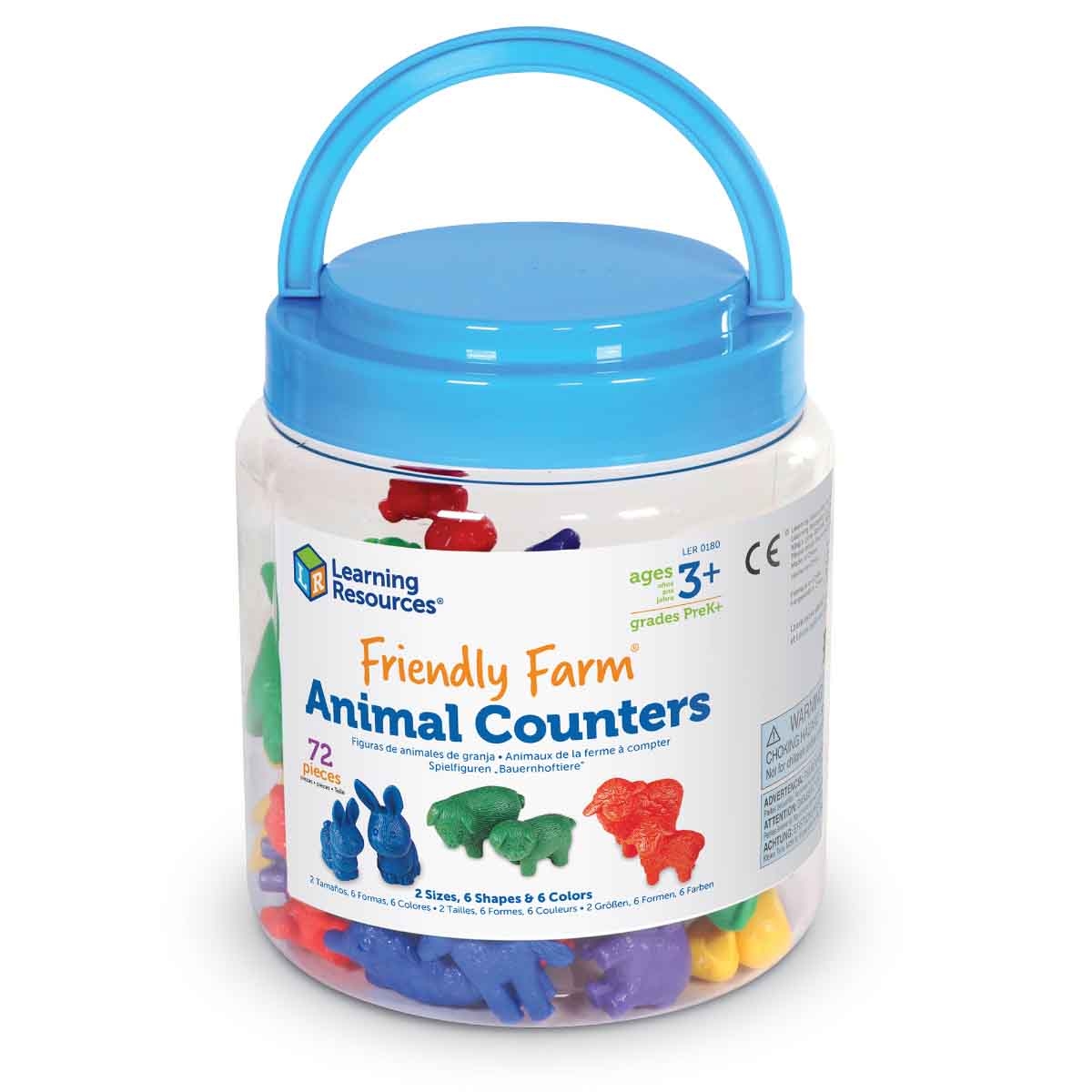Learning Resources 72-Piece Friendly Farm Animal Counters Set Unisex, 3-4 Years