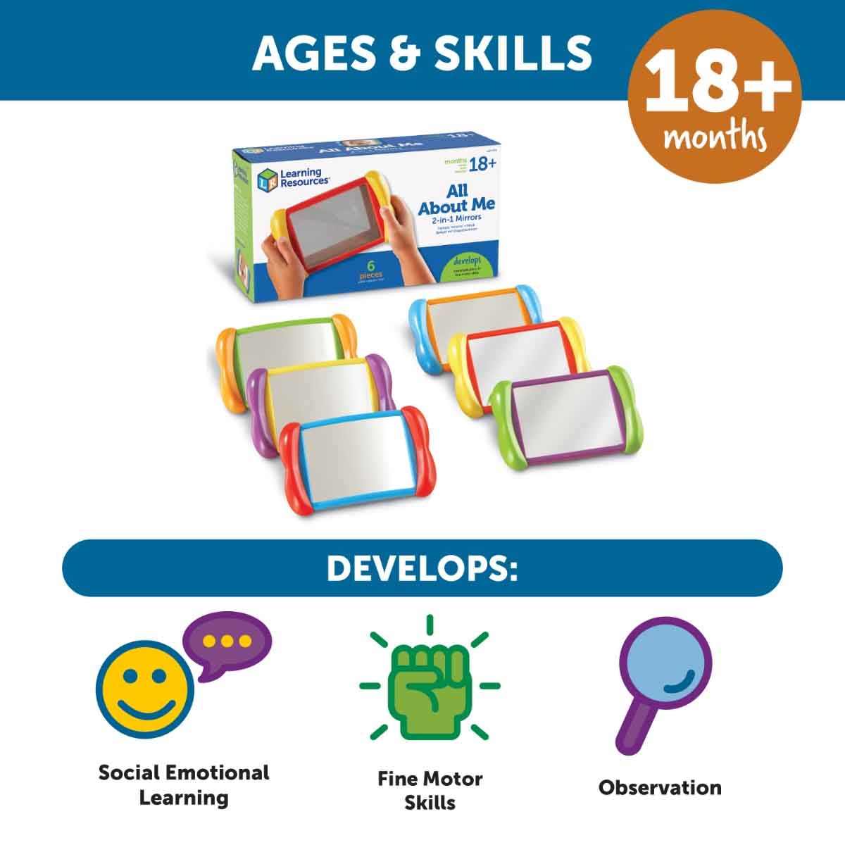 Learning Resources All About Me 2-in-1 Mirrors Toddler, 0-2 Years