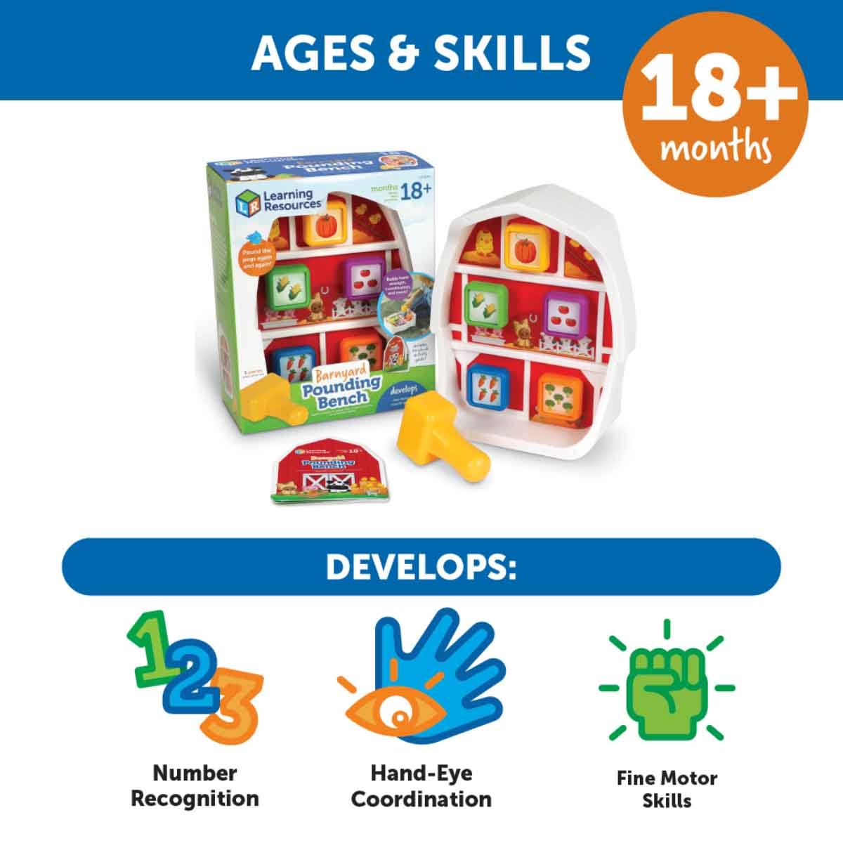 Learning Resources Barnyard Pounding Bench Toddler, 0-2 Years