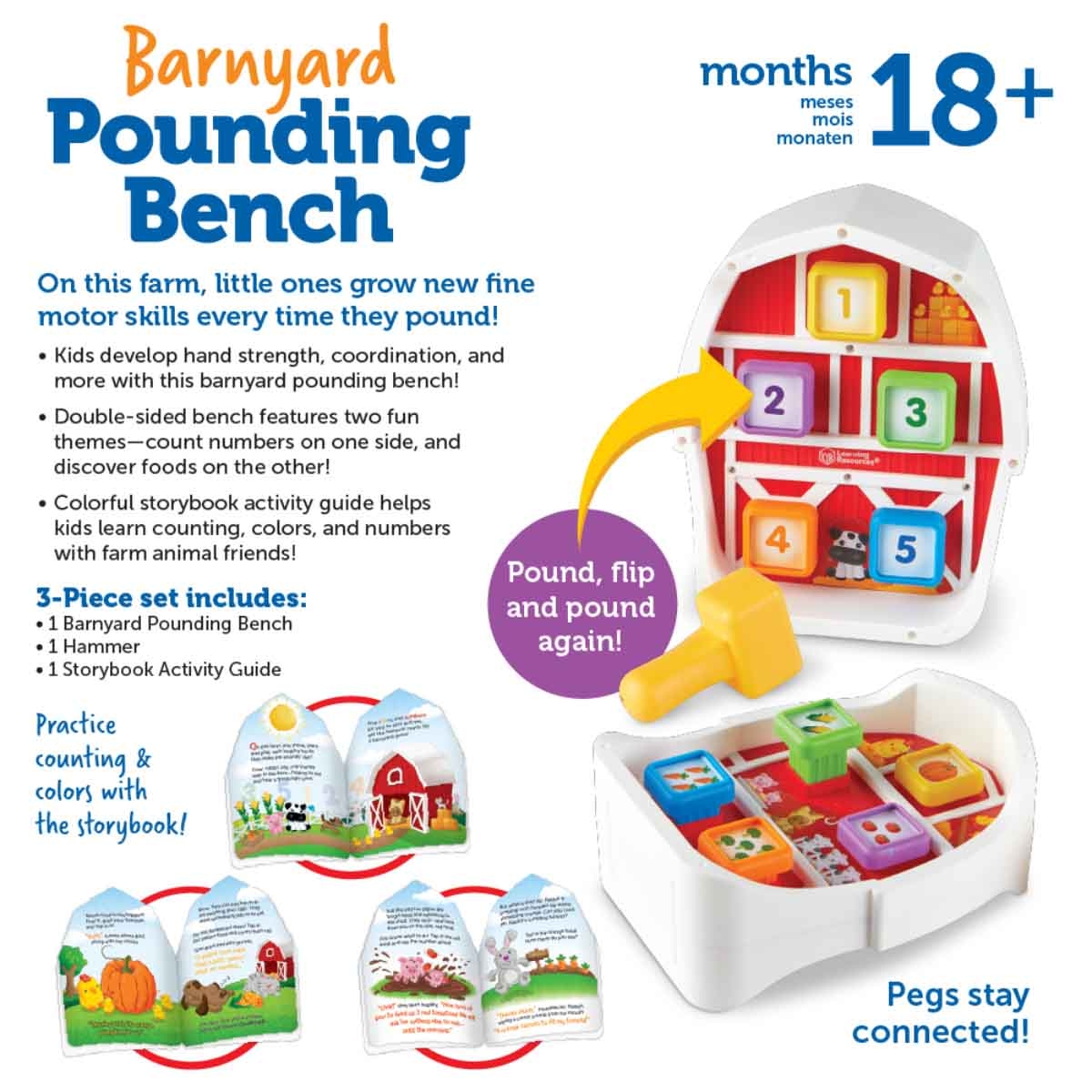 Learning Resources Barnyard Pounding Bench Toddler, 0-2 Years