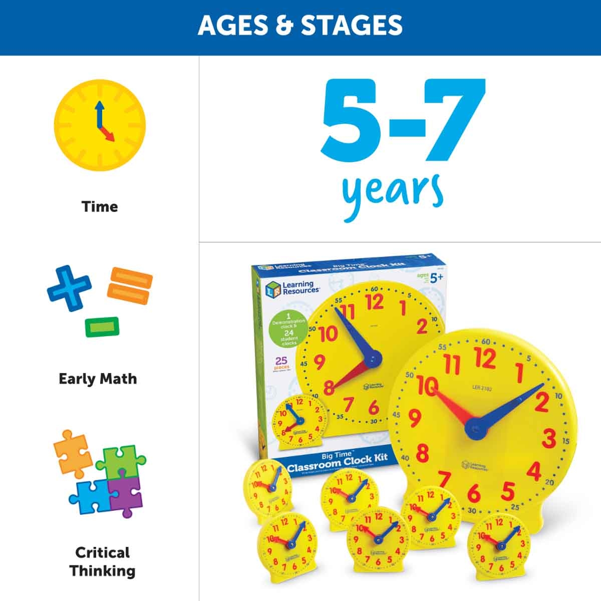 Learning Resources Big Time Classroom Clock Kit Unisex, 5-7 Years