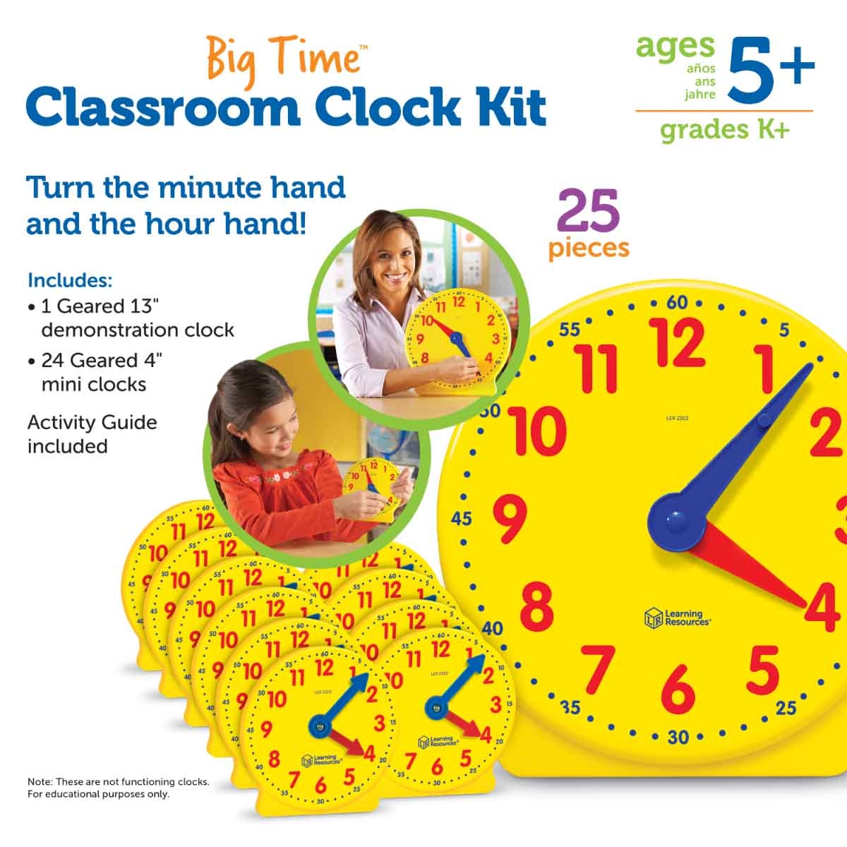 Learning Resources Big Time Classroom Clock Kit Unisex, 5-7 Years