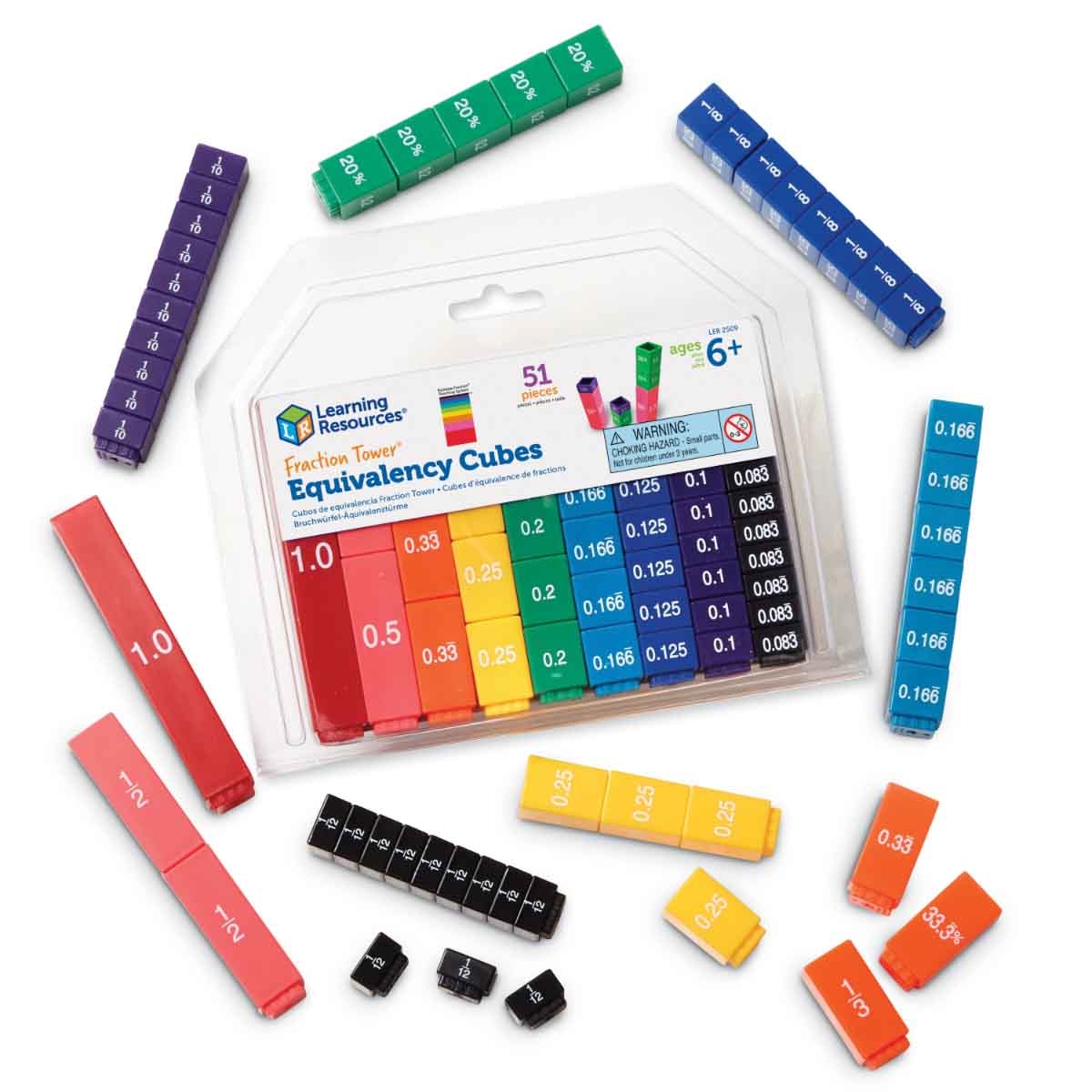 Learning Resources Fraction Tower Equivalency Cubes Unisex, 5-7 Years
