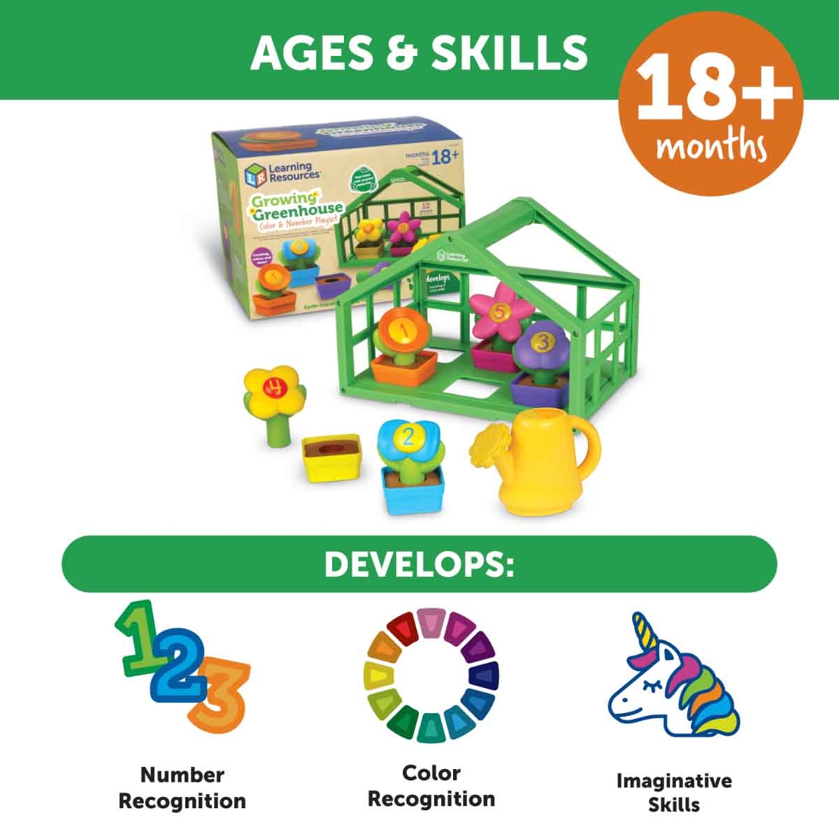 Learning Resources Growing Greenhouse Colour & Number Playset Toddler, 0-2 Years