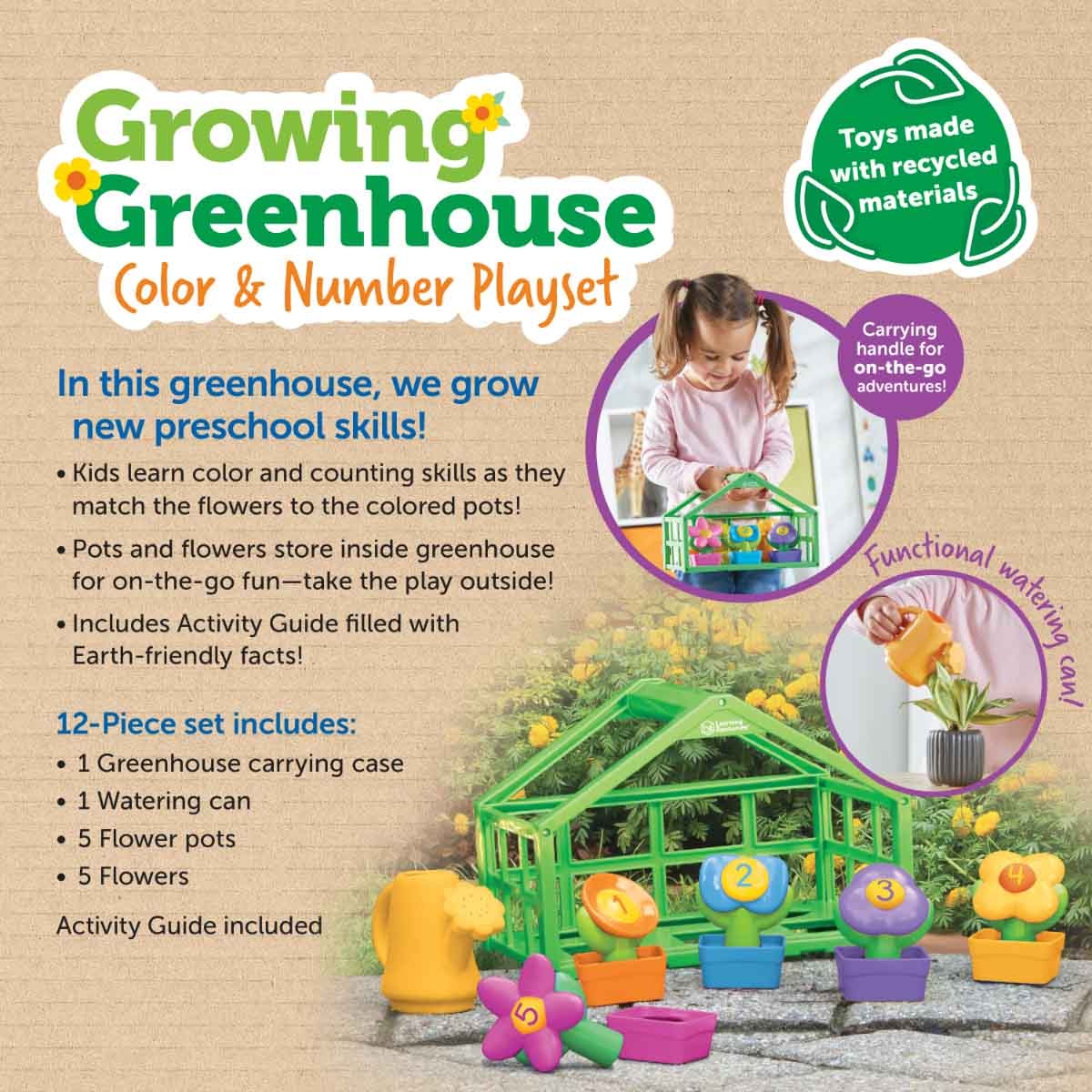 Learning Resources Growing Greenhouse Colour & Number Playset Toddler, 0-2 Years