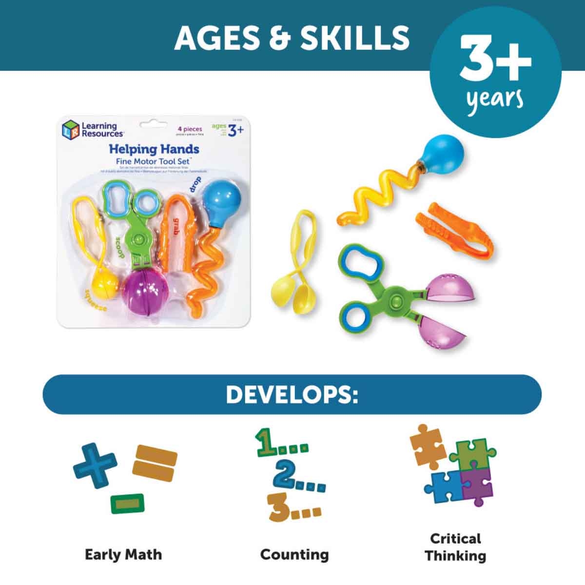 Learning Resources Helping Hands Fine Motor Tool Set Unisex, 3-4 Years